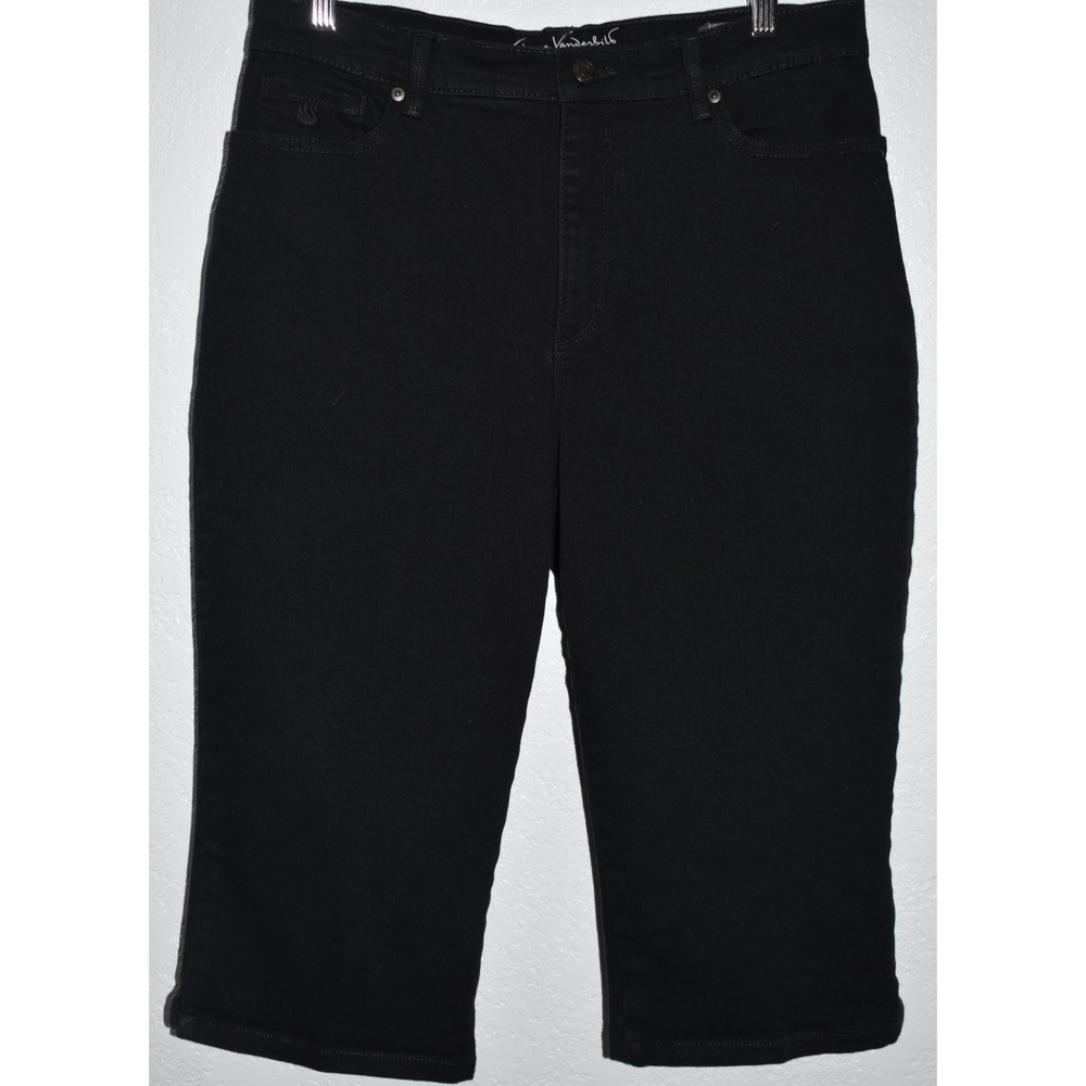 Gloria Vanderbilt Amanda SKIMMER 10 Black Stretch All Around Slimming Jean Capri